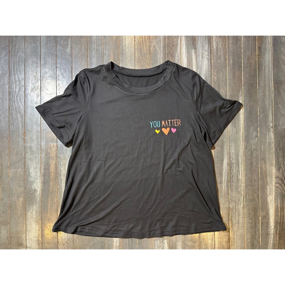 Dear Person Behind Me You Matter Graphic Tee Black Short Sleeve Shirt Womens 0XL